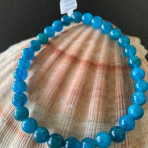 bracelet simple apatite bleue 6 mm