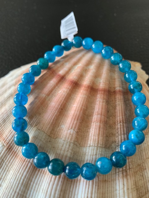 bracelet simple apatite bleue 6 mm