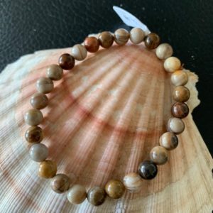 bracelet simple bois fossile 6 mm