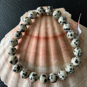 bracelet simple jaspe dalmatien 8 mm