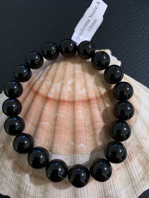 bracelet obsidienne noire 10 mm